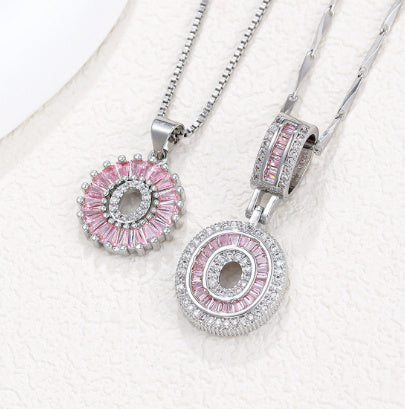 Pendant Zircon Round Flower Jewelry Set