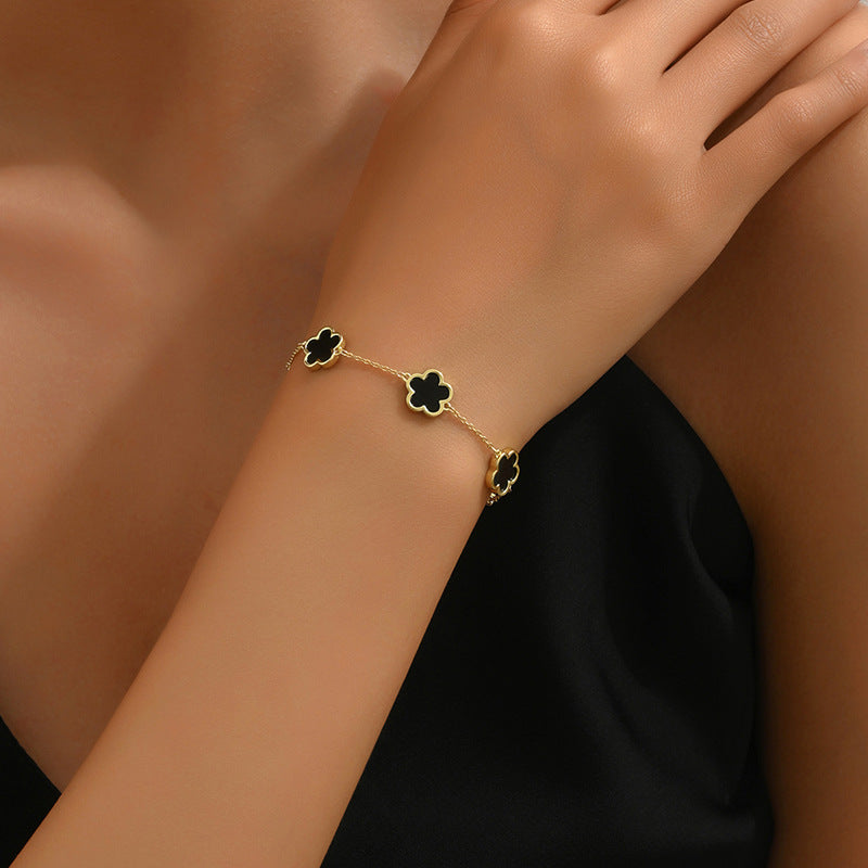 Four Leaf Clover Charm Bracelet - Elegant Gold Plated Lucky Jewelry