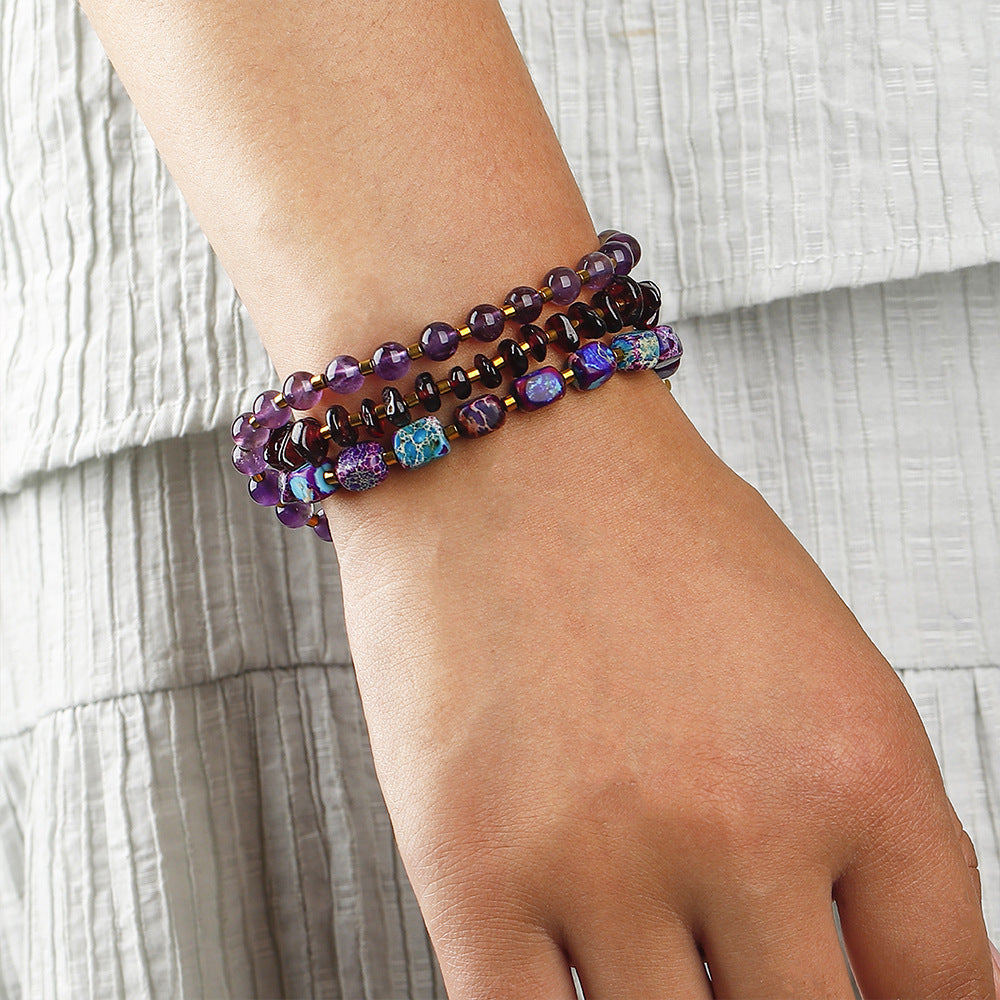 Jumishat Amethyst Bracelet - Purple Stone Healing Crystal Jewelry