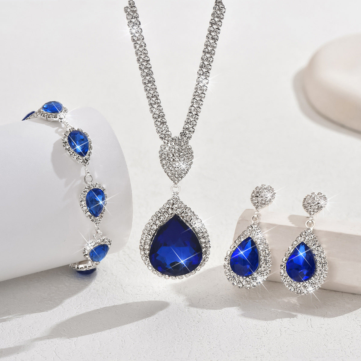 Red Sapphire Blue Water Drop Pendant - Affordable Luxury Style