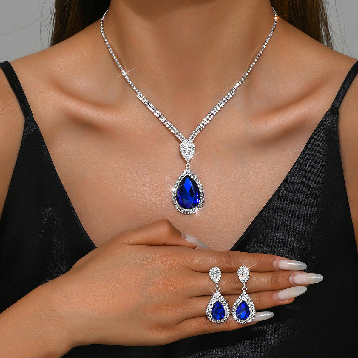 Red Sapphire Blue Water Drop Pendant - Affordable Luxury Style