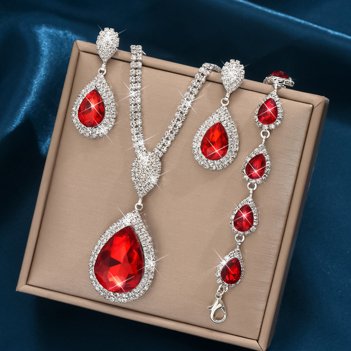 Red Sapphire Blue Water Drop Pendant - Affordable Luxury Style
