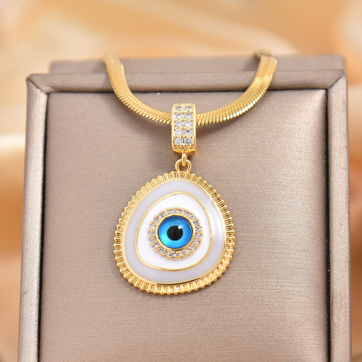 🧿Blue Evil Eye Heart Necklace - Gold Plated Copper Chain