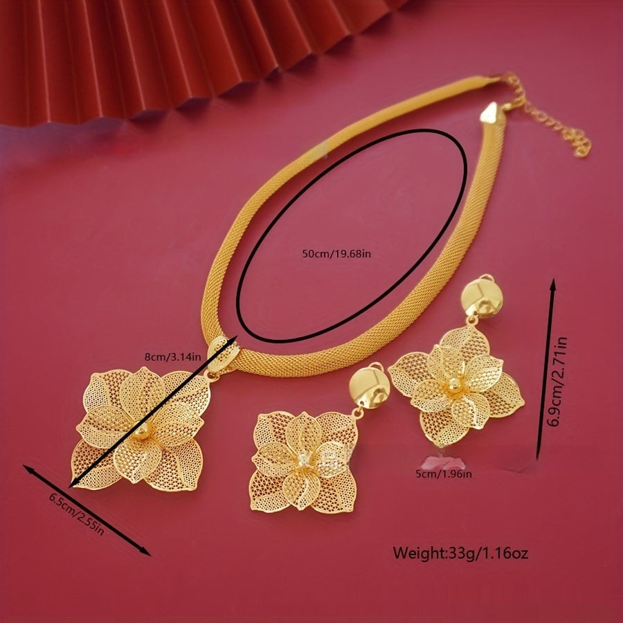 Four Leaf Clover Jewelry Set - Necklace & Earrings Wedding Party Gift