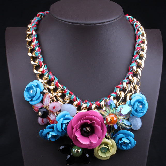 Flower Rhinestone Clavicle Chain Necklace - Luxury Statement Jewelry