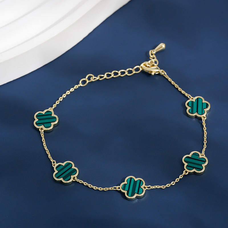 Four Leaf Clover Charm Bracelet - Elegant Gold Plated Lucky Jewelry