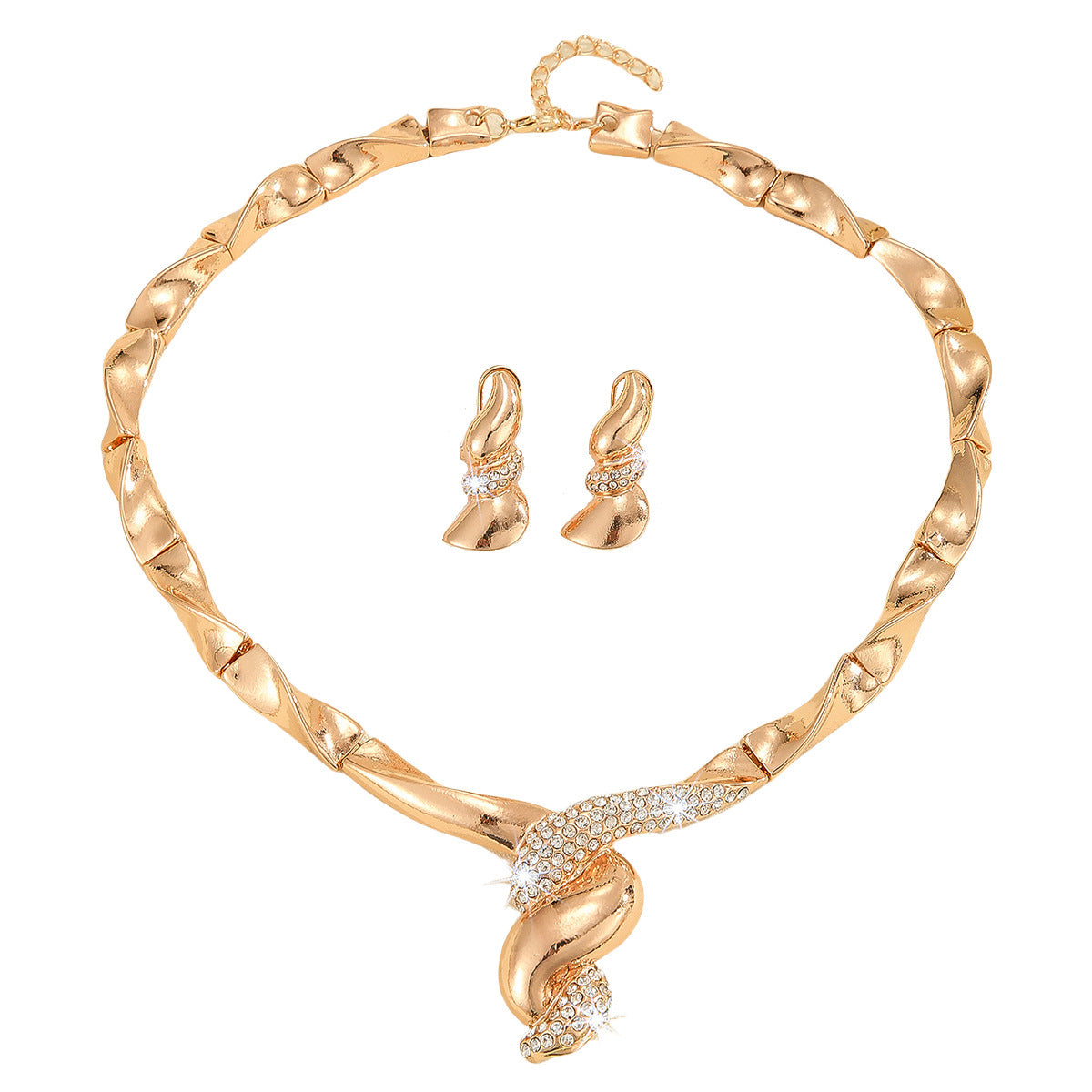 Golden Thread Elegance Duo Set - Delicate Necklace & Earrings Suite