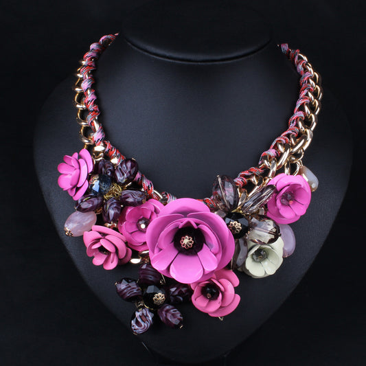 Flower Rhinestone Clavicle Chain Necklace - Luxury Statement Jewelry