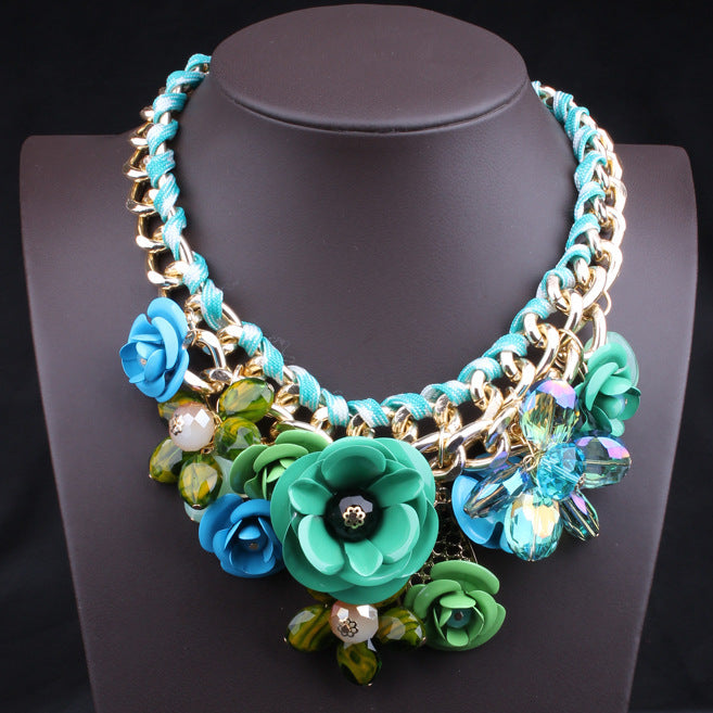 Flower Rhinestone Clavicle Chain Necklace - Luxury Statement Jewelry