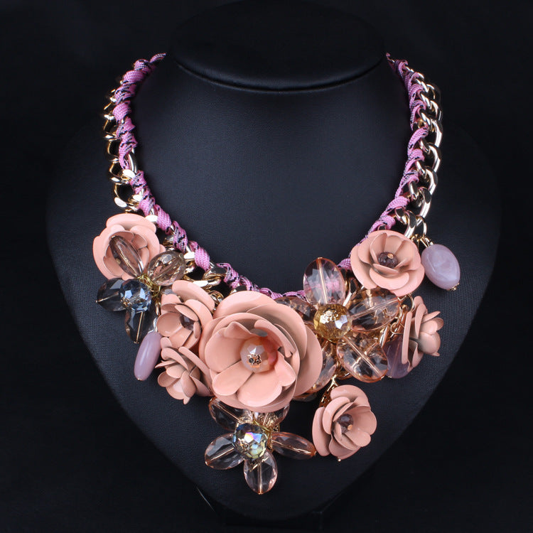 Flower Rhinestone Clavicle Chain Necklace - Luxury Statement Jewelry