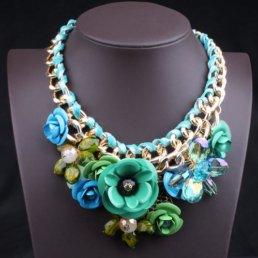 Flower Rhinestone Clavicle Chain Necklace - Luxury Statement Jewelry