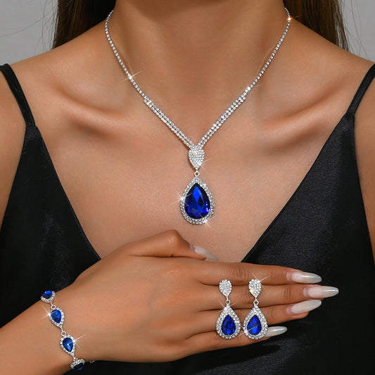 Red Sapphire Blue Water Drop Pendant - Affordable Luxury Style