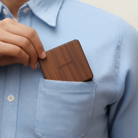 Brown Wooden Jewelry Box in Pocket